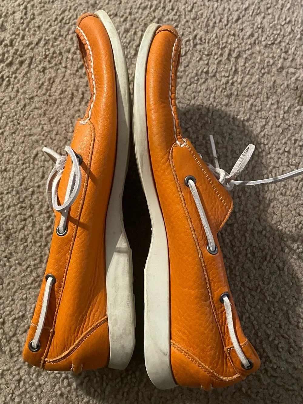 Rockport Men's Bright Orange Leather Boat Shoes